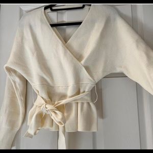 Cream wrap sweater